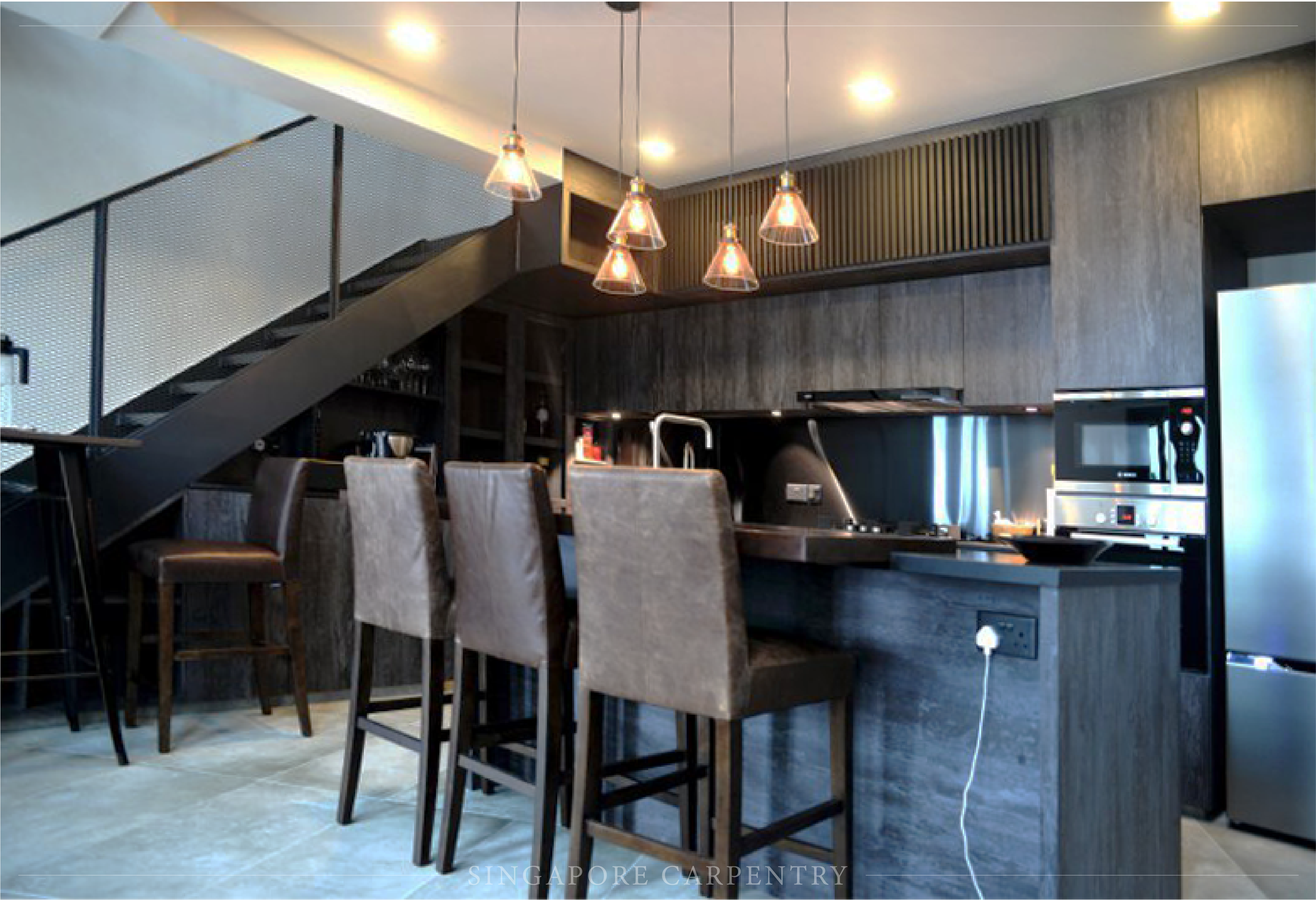 Authentic Industrial Style in a Shophouse Interior - Carpentry Singapore