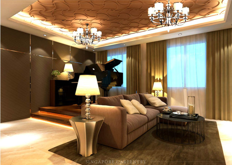 Luxury Contemporary Luxury Suite Styled Living Room Interior Design at Choa Chu Kang HDB