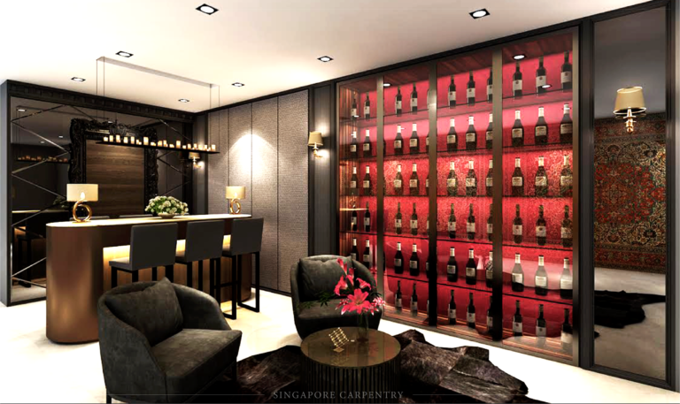Stylish Ocean Drive Living Room with Wine Collection