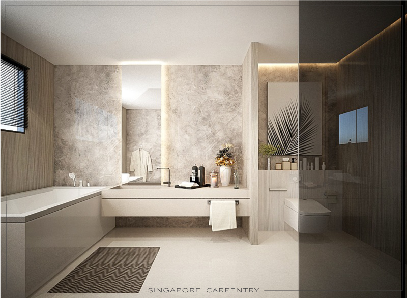 Marble bathroom renovation luxury interior design landed property