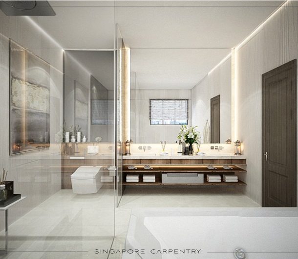 Marble bathroom renovation luxury interior design landed property