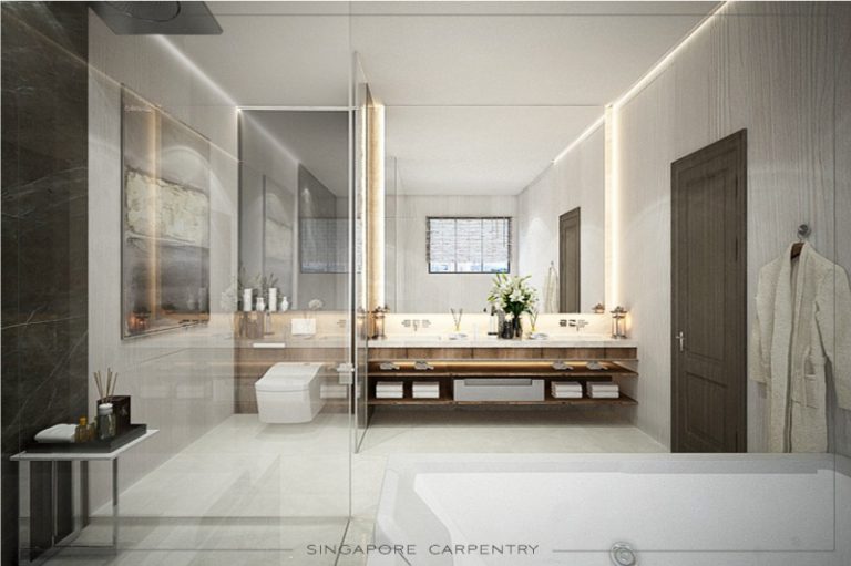Marble bathroom renovation luxury interior design landed property
