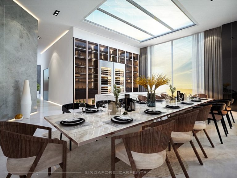 Luxury interior renovation singapore carpentry dining room