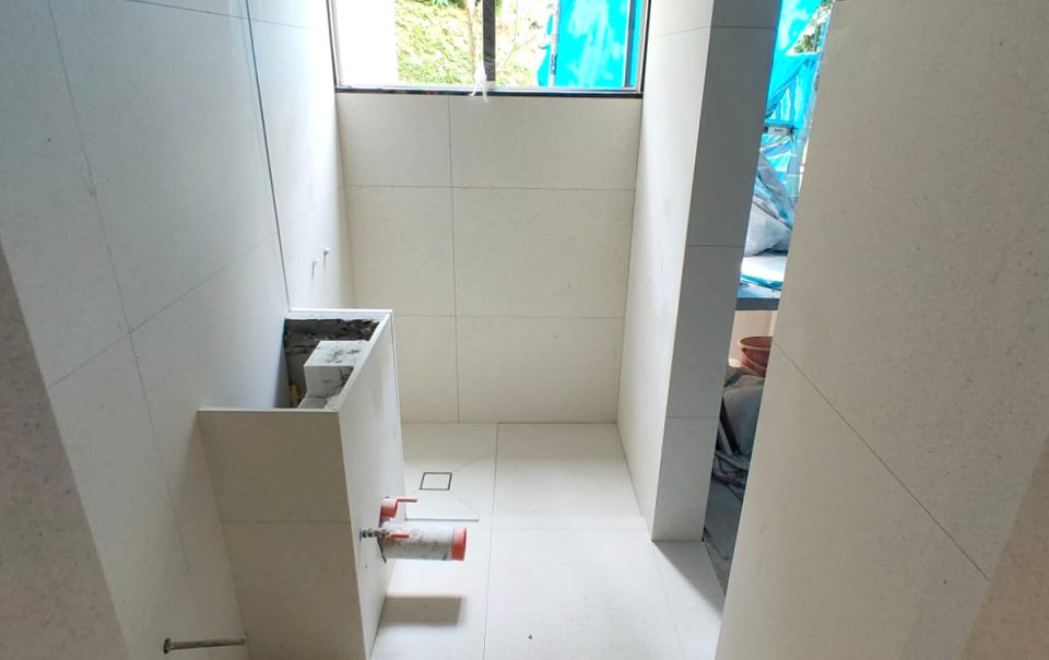 Bathroom Terrazo Tiling Interior Renovation Work In Progress