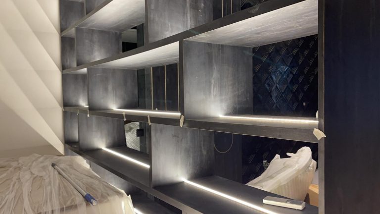 hotel home interior style work in progress renovation carpentry shelves