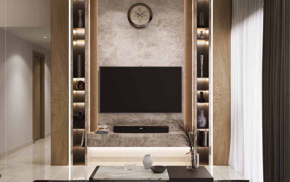 Paradise Palms condo condominium luxury marble interior design renovation project living room