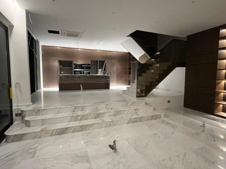 lengkong lima landed property renovation with white marble staircase