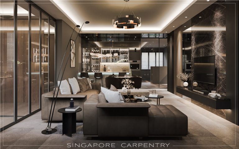 bedok HDB modern dark luxury renovation interior design