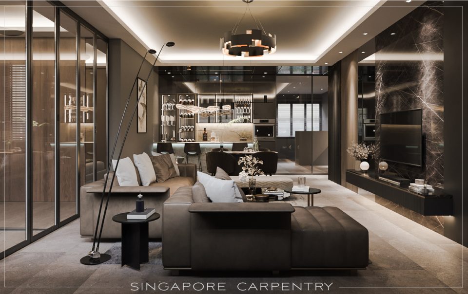 bedok HDB modern dark luxury renovation interior design
