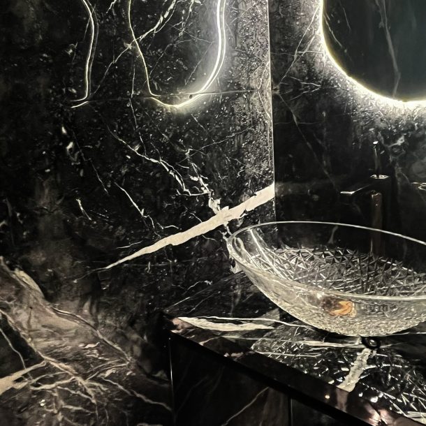 luxury dark marble bathroom interior renovation