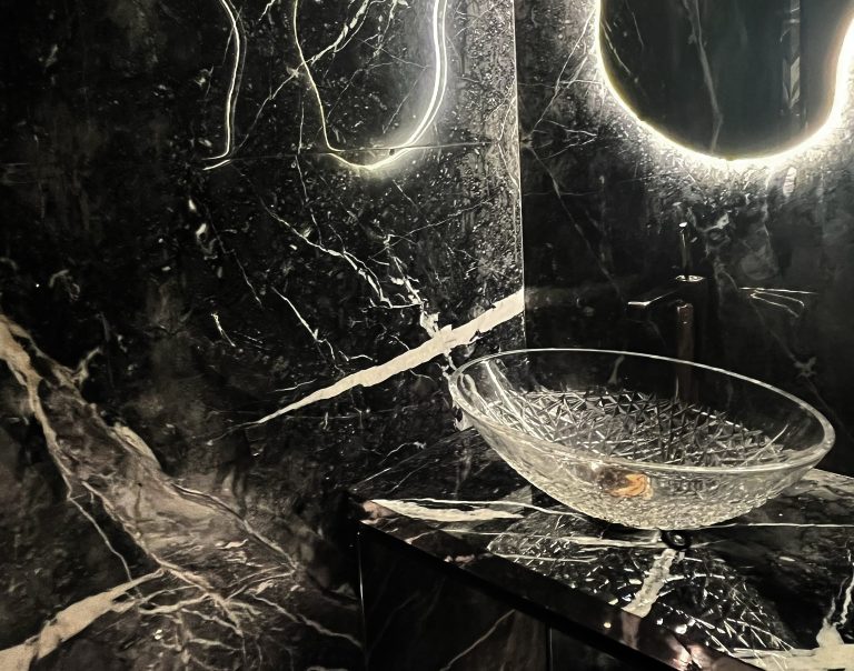 luxury dark marble bathroom interior renovation