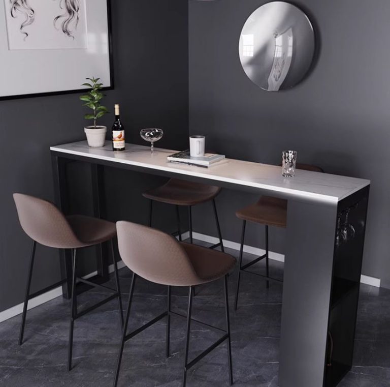 marble table with wineglass holder